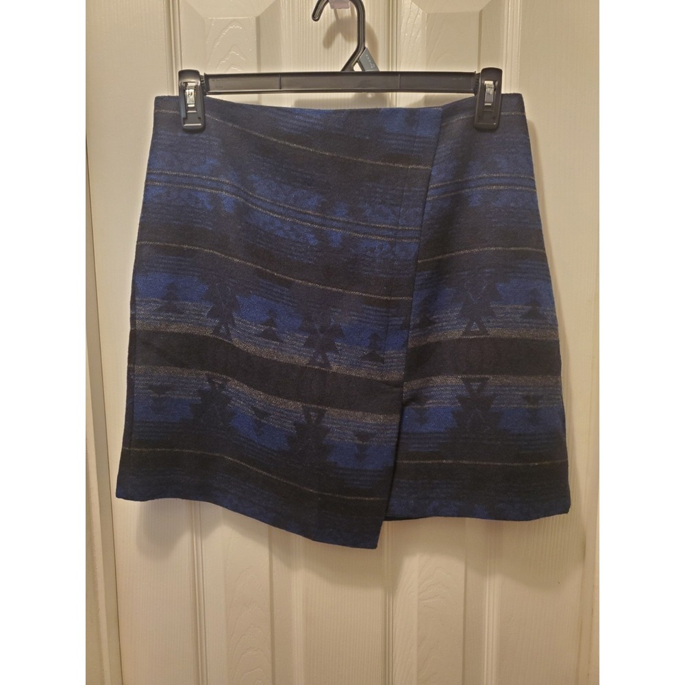 Dalia Collection Wool Blnd Skirt sz 6 Blue Aztec Southwest‎ print boho festival
